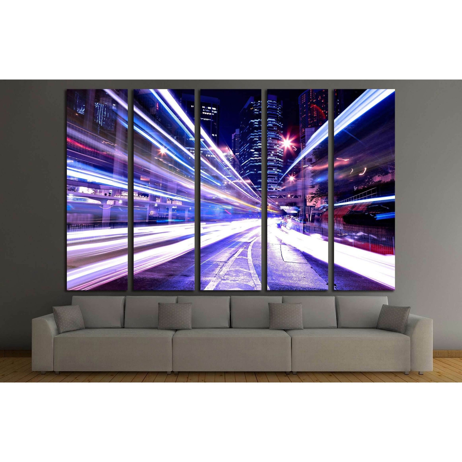 modern city at night №2289 Ready to Hang Canvas Print - Zellart Canvas Prints ALL_Products, s-2289