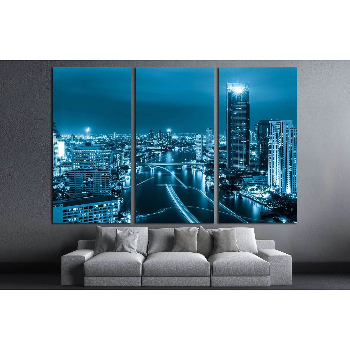 Modern city view of Bangkok, Thailand. Cityscape №2612 Ready to Hang Canvas Print - Zellart Canvas Prints ALL_Products, s-2612