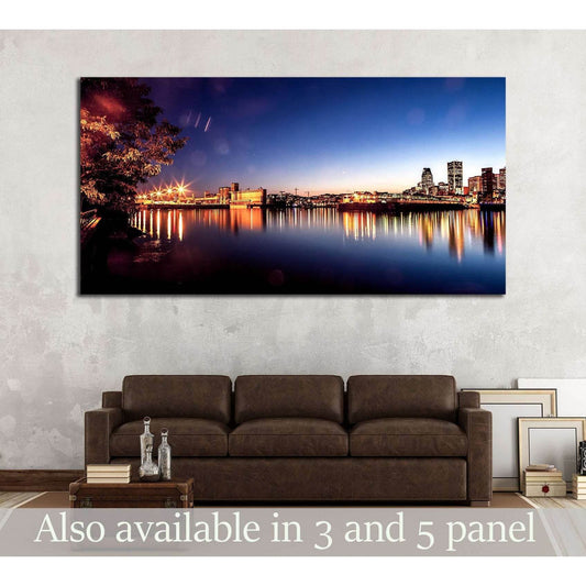 Montreal city and water its channel view during sunset №2967 Ready to Hang Canvas PrintCanvas art arrives ready to hang, with hanging accessories included and no additional framing required. Every canvas print is hand-crafted, made on-demand at our worksh