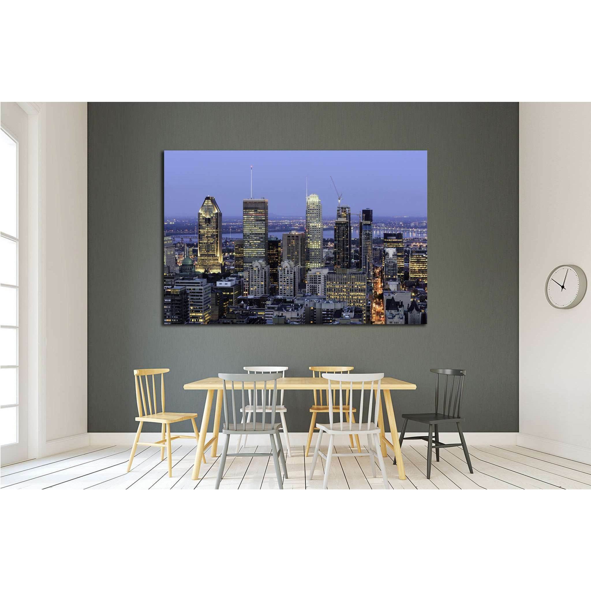 Montreal Downtown at Dusk, Canada №2085 Ready to Hang Canvas Print