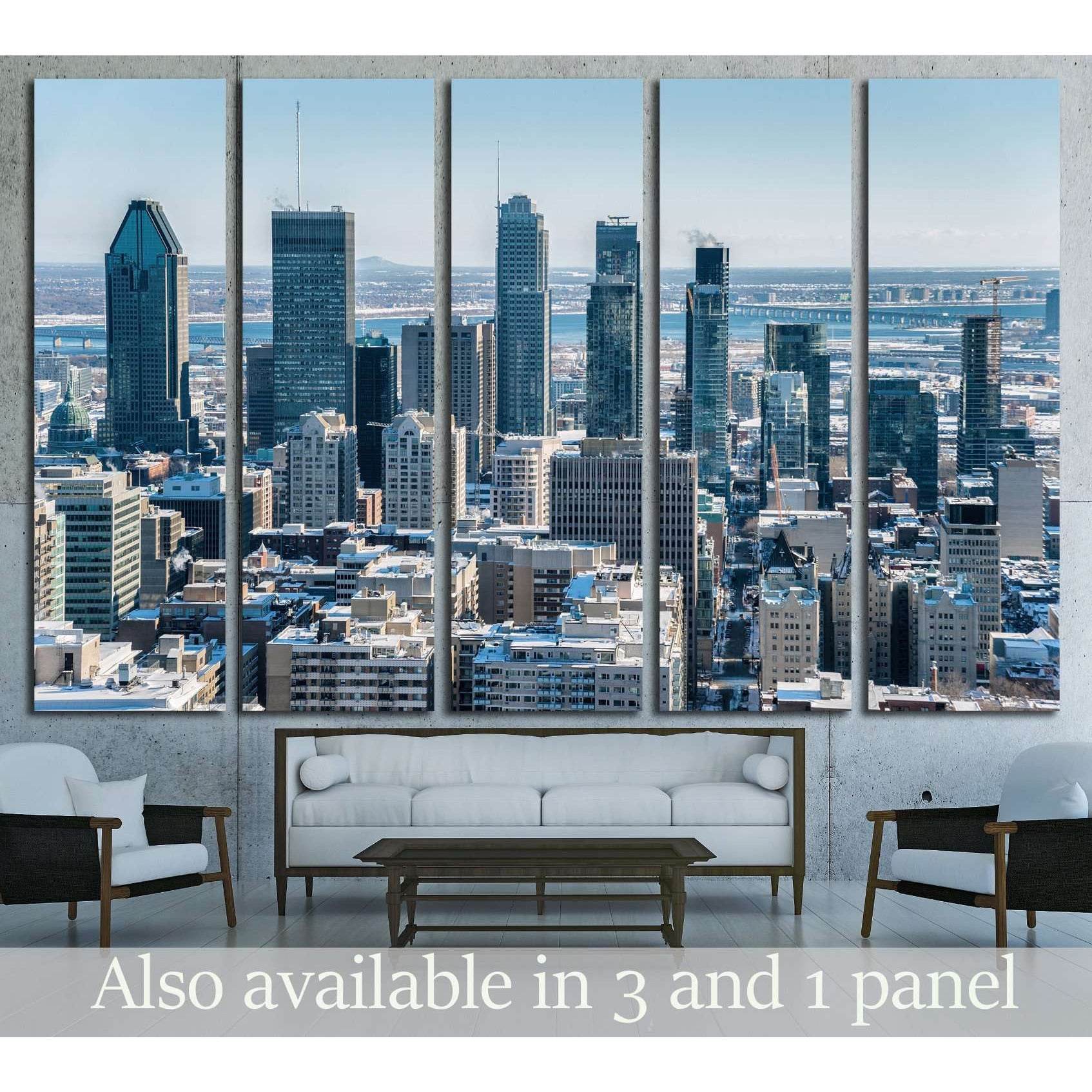 Montreal Skyline from Kondiaronk Belvedere Mont-Royal in Winter №2025 Ready to Hang Canvas Print - Zellart Canvas Prints ALL_Products, s-2025