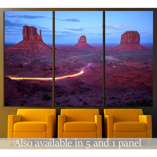 Monument Valley at dusk after sunset, Utah border, Arizona, USA №2000 Ready to Hang Canvas Print - Zellart Canvas Prints ALL_Products, s-2000