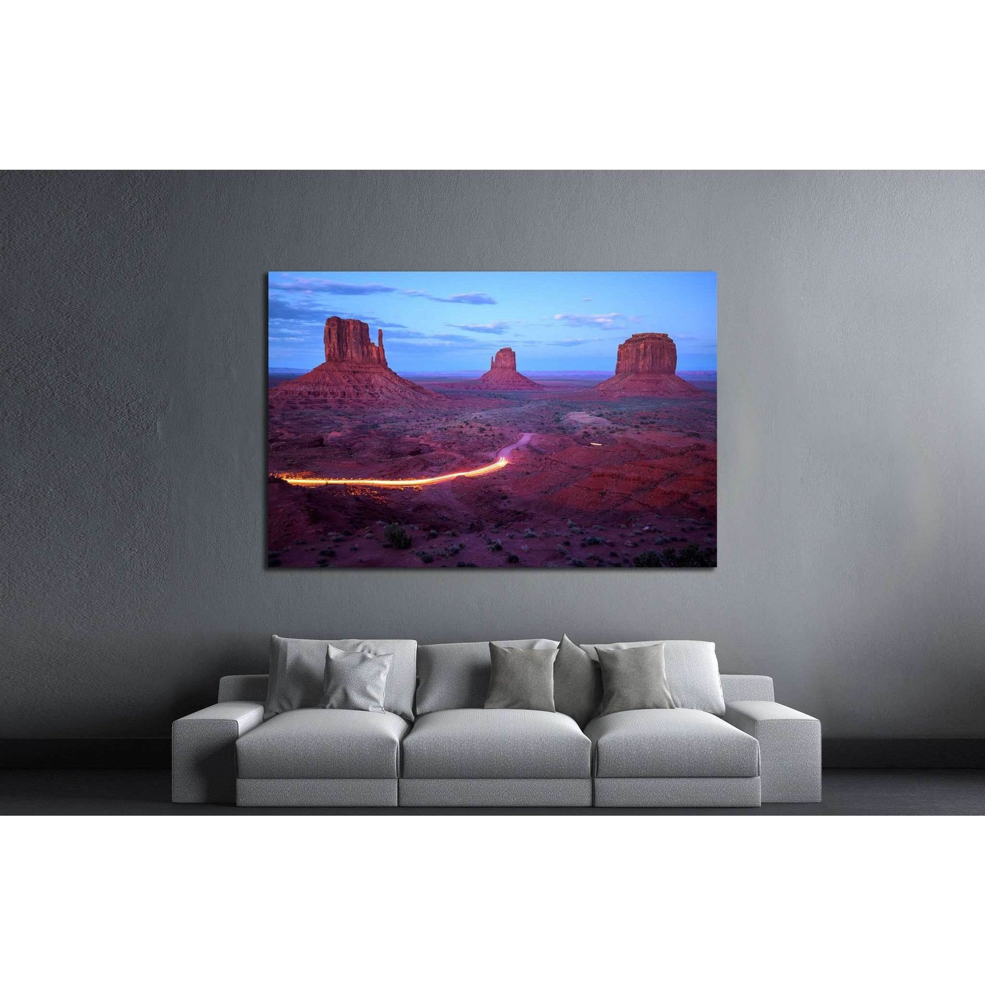 Monument Valley at dusk after sunset, Utah border, Arizona, USA №2000 Ready to Hang Canvas Print - Zellart Canvas Prints ALL_Products, s-2000