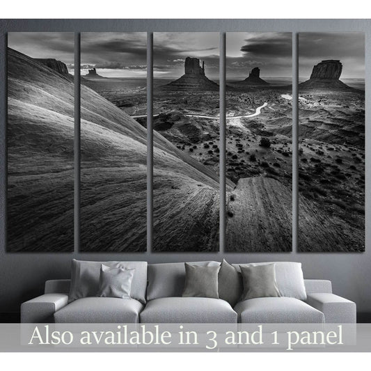 Monument Valley Black and White Famous American Landscapes №1992 Ready to Hang Canvas Print - Zellart Canvas Prints ALL_Products, s-1992