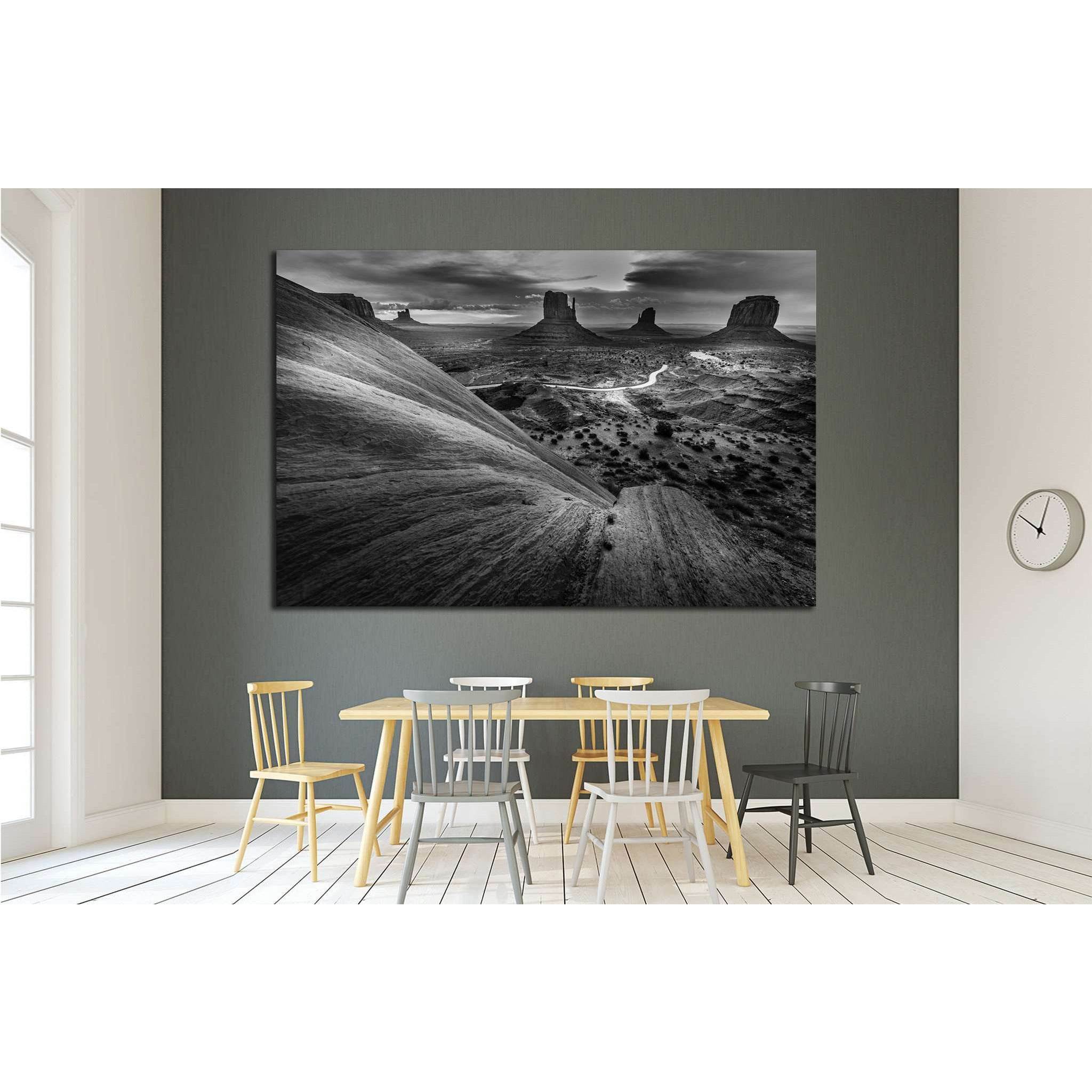 Monument Valley Black and White Famous American Landscapes №1992 Ready to Hang Canvas Print