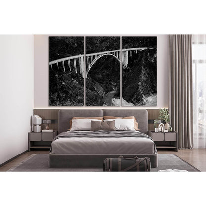 Moody Bixby Bridge Black And White №SL1146 Ready to Hang Canvas Print - Zellart Canvas Prints 0new, ALL_Products, Bridges Wall Art