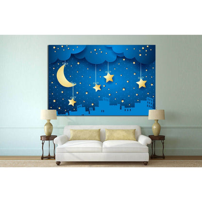 moon and skyline №735 Ready to Hang Canvas Print - Zellart Canvas Prints ALL_Products, s-735