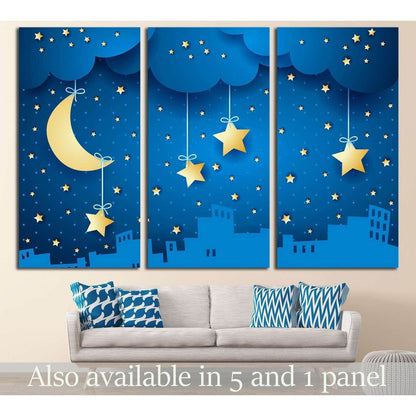 moon and skyline №735 Ready to Hang Canvas Print - Zellart Canvas Prints ALL_Products, s-735