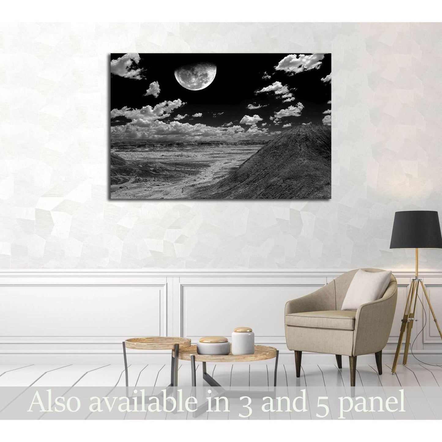 Moon and Spring landscape in the Arizona desert USA №2867 Ready to Hang Canvas Print - Zellart Canvas Prints ALL_Products, s-2867