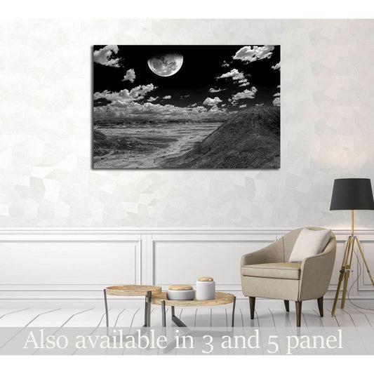 Moon and Spring landscape in the Arizona desert USA №2867 Ready to Hang Canvas Print - Zellart Canvas Prints ALL_Products, s-2867