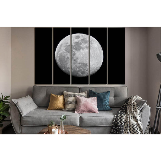 Moon Close Up Black And White №SL846 Ready to Hang Canvas Print - Zellart Canvas Prints 0new, ALL_Products, Black & White Wall Art