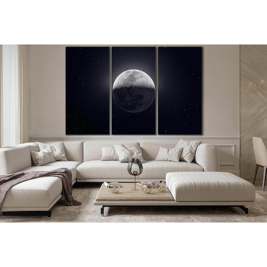 Moon Close Up №SL433 Ready to Hang Canvas Print - Zellart Canvas Prints 0new, ALL_Products, Astronomy & Space Canvas Wall Art