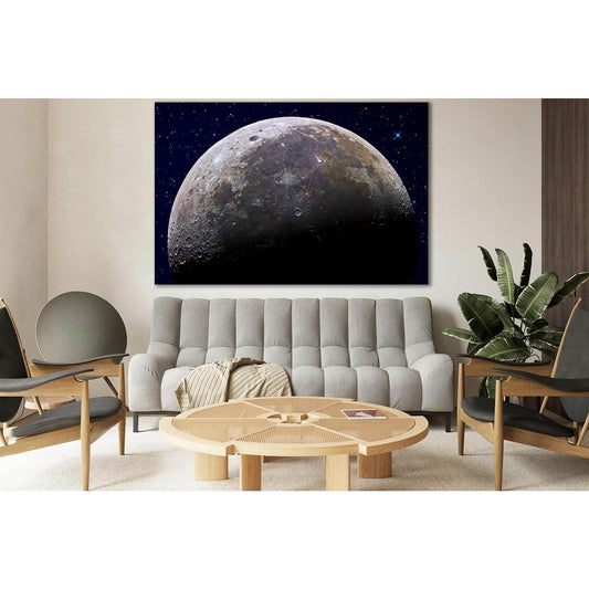 Moon Close Up №SL989 Ready to Hang Canvas Print - Zellart Canvas Prints 0new, ALL_Products, Astronomy & Space Canvas Wall Art