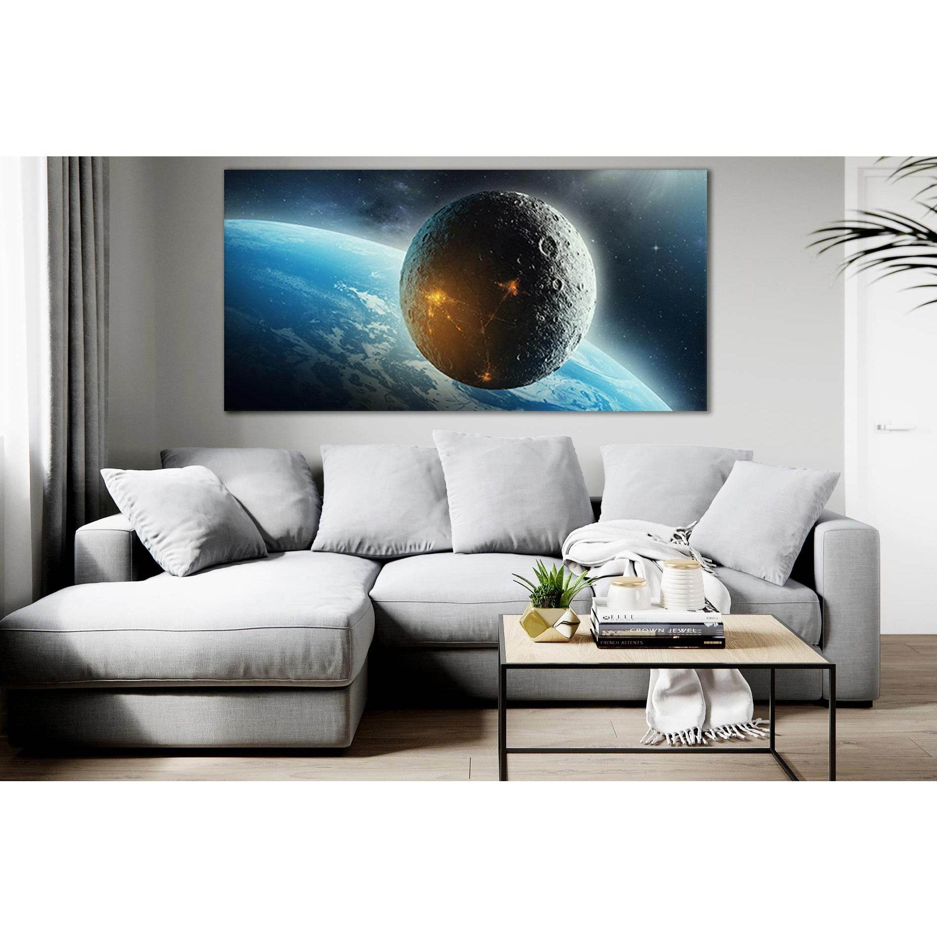 Moon Colonization Futuristic Space №SL407 Ready to Hang Canvas Print - Zellart Canvas Prints 0new, ALL_Products, Astronomy & Space Canvas Wall Art
