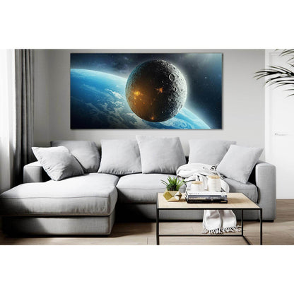Moon Colonization Futuristic Space №SL407 Ready to Hang Canvas Print - Zellart Canvas Prints 0new, ALL_Products, Astronomy & Space Canvas Wall Art