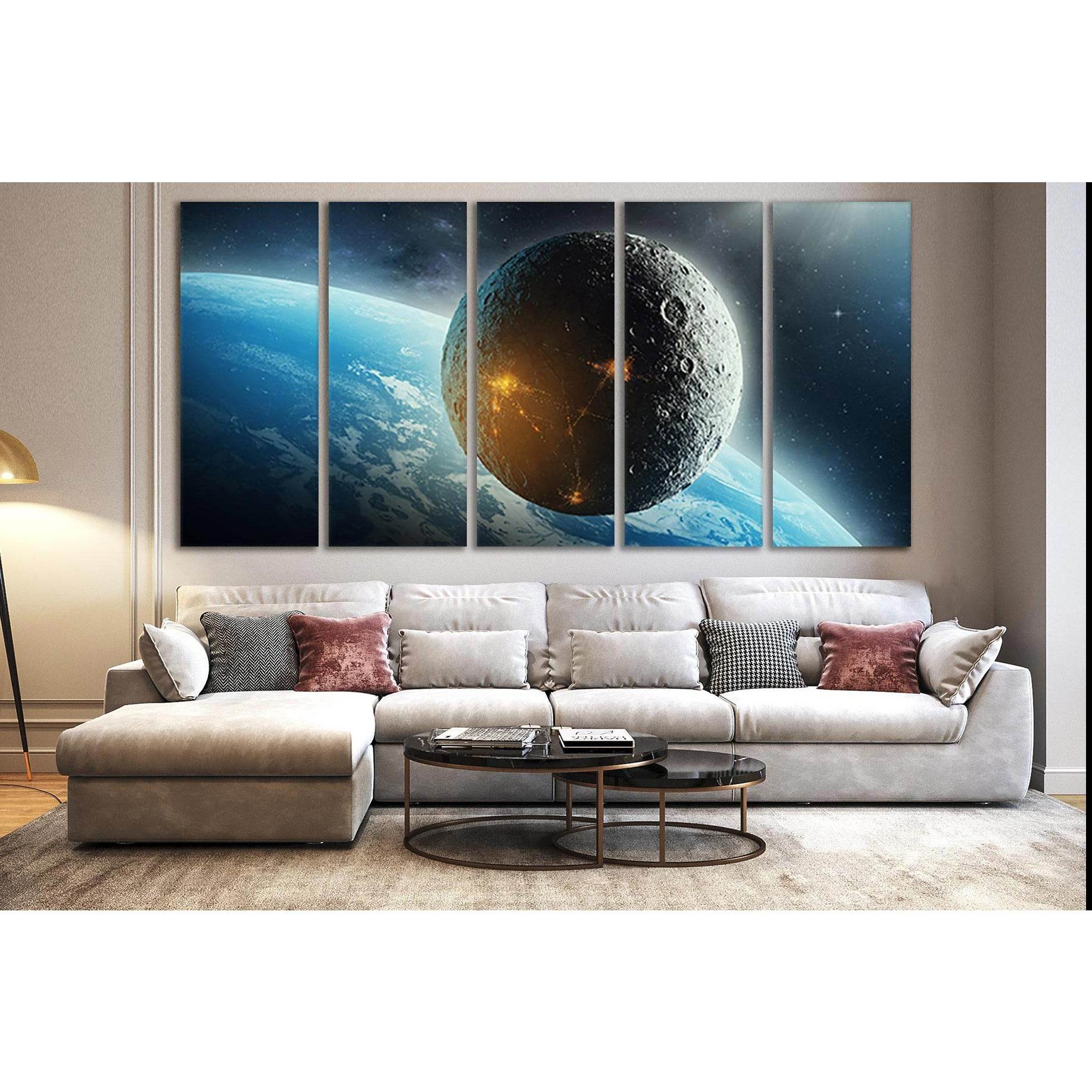 Moon Colonization Futuristic Space №SL407 Ready to Hang Canvas Print - Zellart Canvas Prints 0new, ALL_Products, Astronomy & Space Canvas Wall Art
