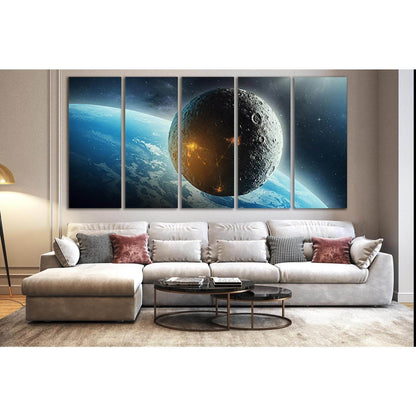 Moon Colonization Futuristic Space №SL407 Ready to Hang Canvas Print - Zellart Canvas Prints 0new, ALL_Products, Astronomy & Space Canvas Wall Art