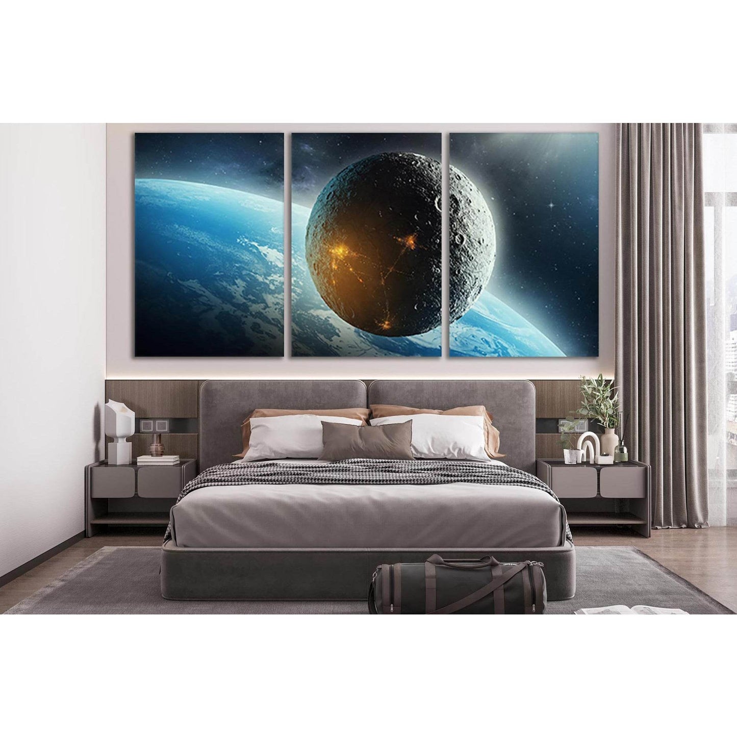 Moon Colonization Futuristic Space №SL407 Ready to Hang Canvas Print - Zellart Canvas Prints 0new, ALL_Products, Astronomy & Space Canvas Wall Art