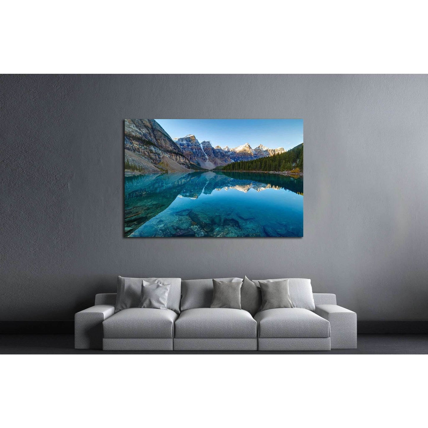 Moraine lake panorama in Banff National Park, Alberta, Canada №2009 Ready to Hang Canvas PrintCanvas art arrives ready to hang, with hanging accessories included and no additional framing required. Every canvas print is hand-crafted, made on-demand at our