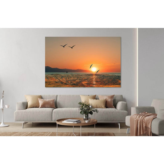 Morning sun on the sea №D1237 Ready to Hang Canvas Print - Zellart Canvas Prints 0new, ALL_Products, Sunrise & sunset wall art