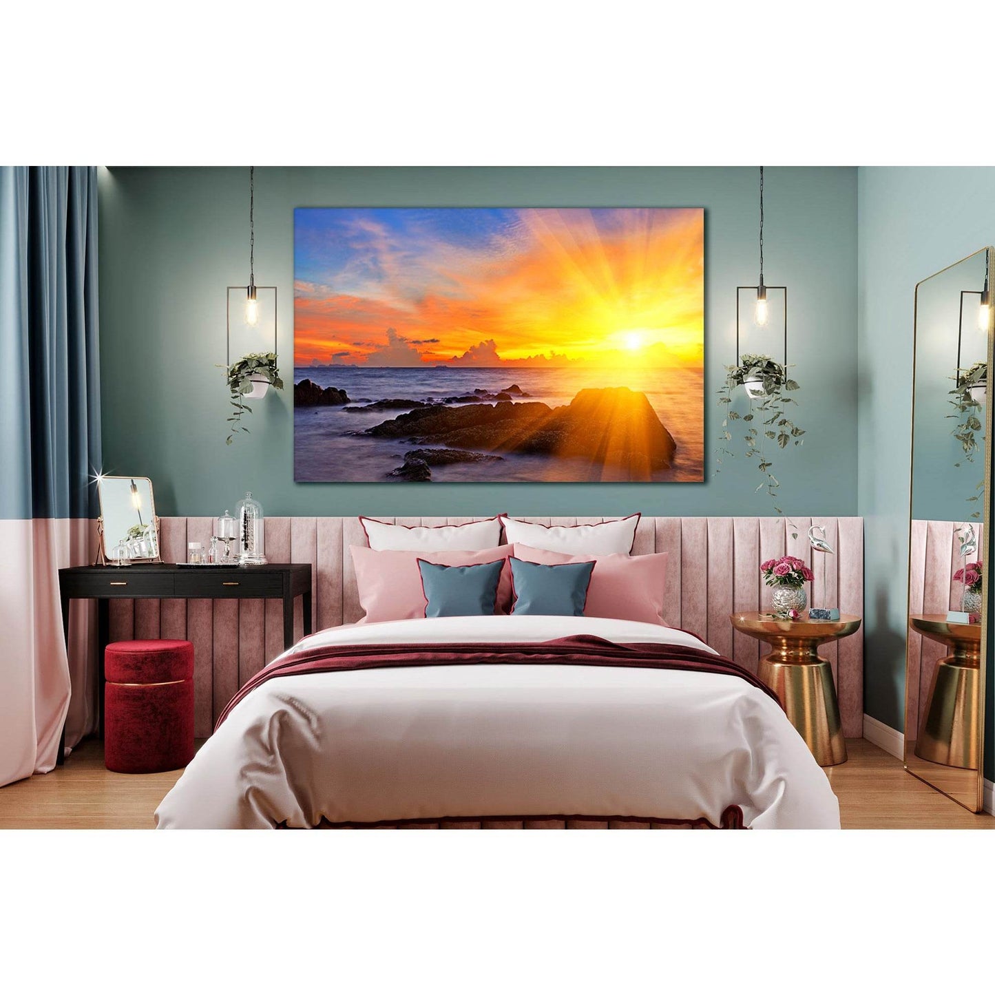 Morning Sunrise At The Sea №SL246 Ready to Hang Canvas Print - Zellart Canvas Prints 0new, ALL_Products, SUNRISE & SUNSET WALL ART