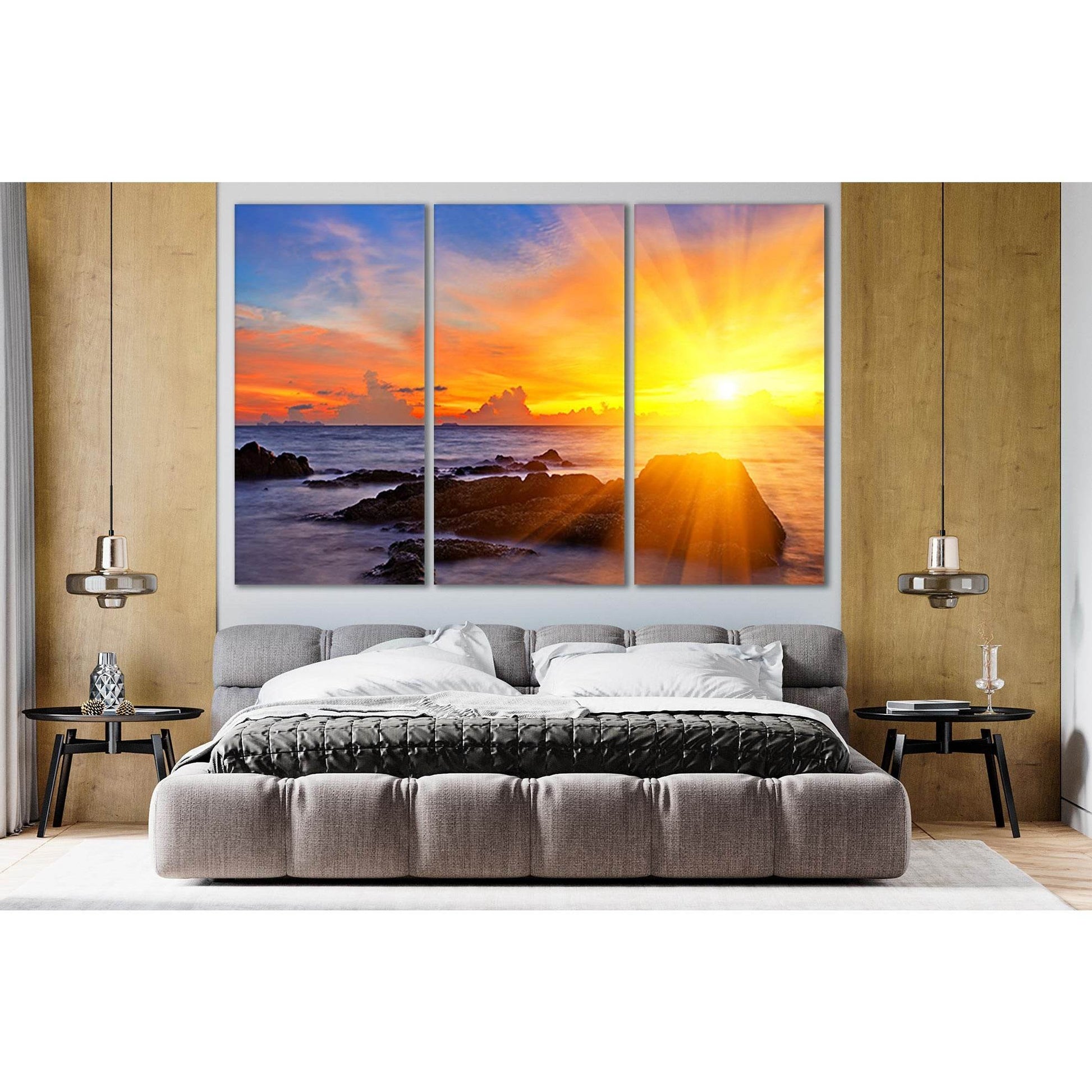 Morning Sunrise At The Sea №SL246 Ready to Hang Canvas Print - Zellart Canvas Prints 0new, ALL_Products, SUNRISE & SUNSET WALL ART