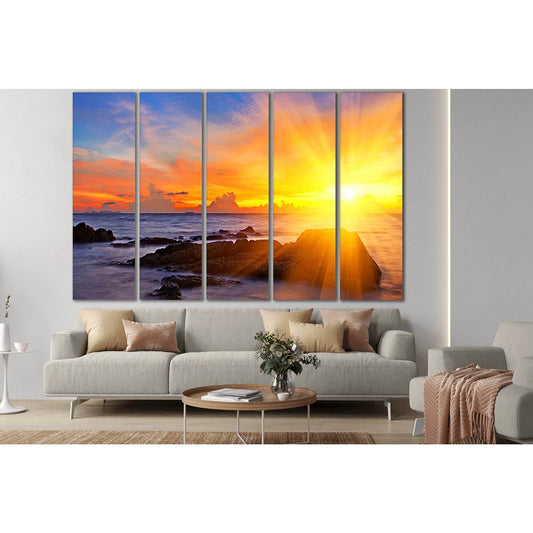 Morning Sunrise At The Sea №SL246 Ready to Hang Canvas Print - Zellart Canvas Prints 0new, ALL_Products, SUNRISE & SUNSET WALL ART
