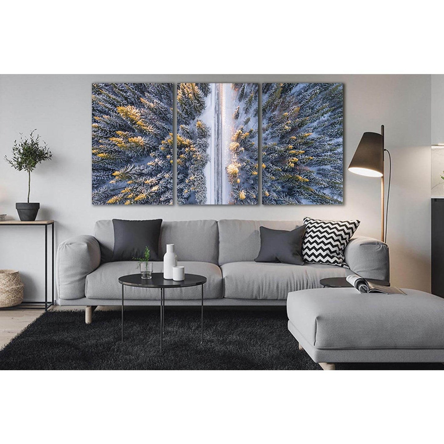 Morning Winter Forest №SL503 Ready to Hang Canvas Print - Zellart Canvas Prints 0new, ALL_Products, Trees Wall Art