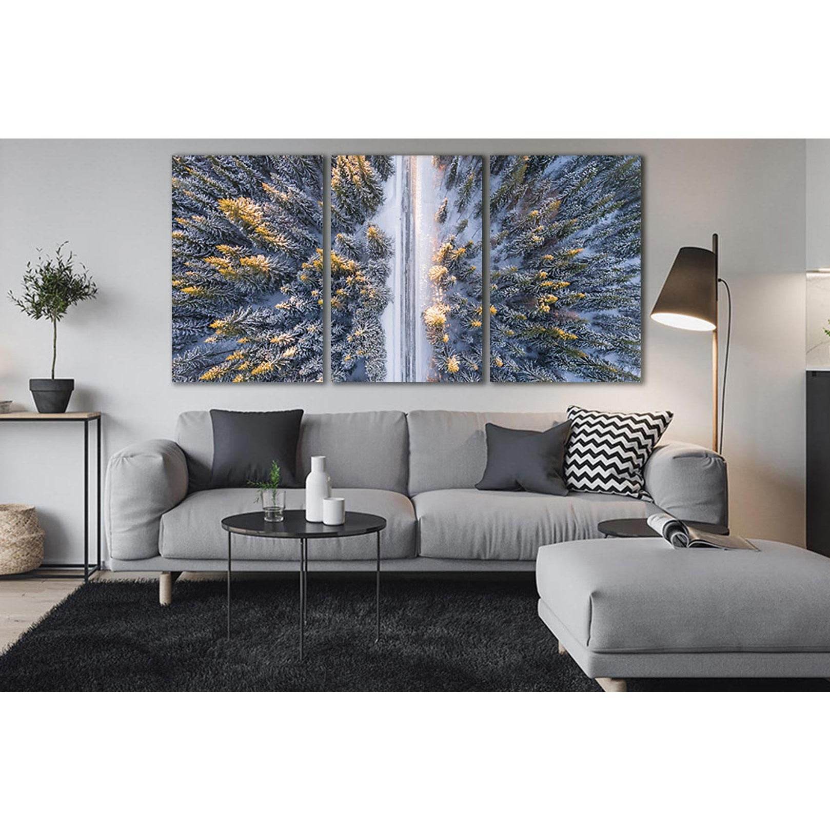 Morning Winter Forest №SL503 Ready to Hang Canvas Print - Zellart Canvas Prints 0new, ALL_Products, Trees Wall Art