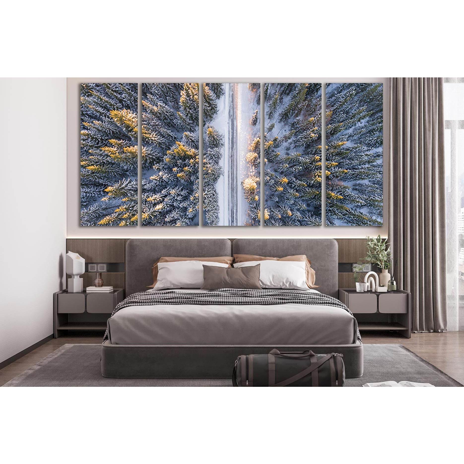 Morning Winter Forest №SL503 Ready to Hang Canvas Print - Zellart Canvas Prints 0new, ALL_Products, Trees Wall Art
