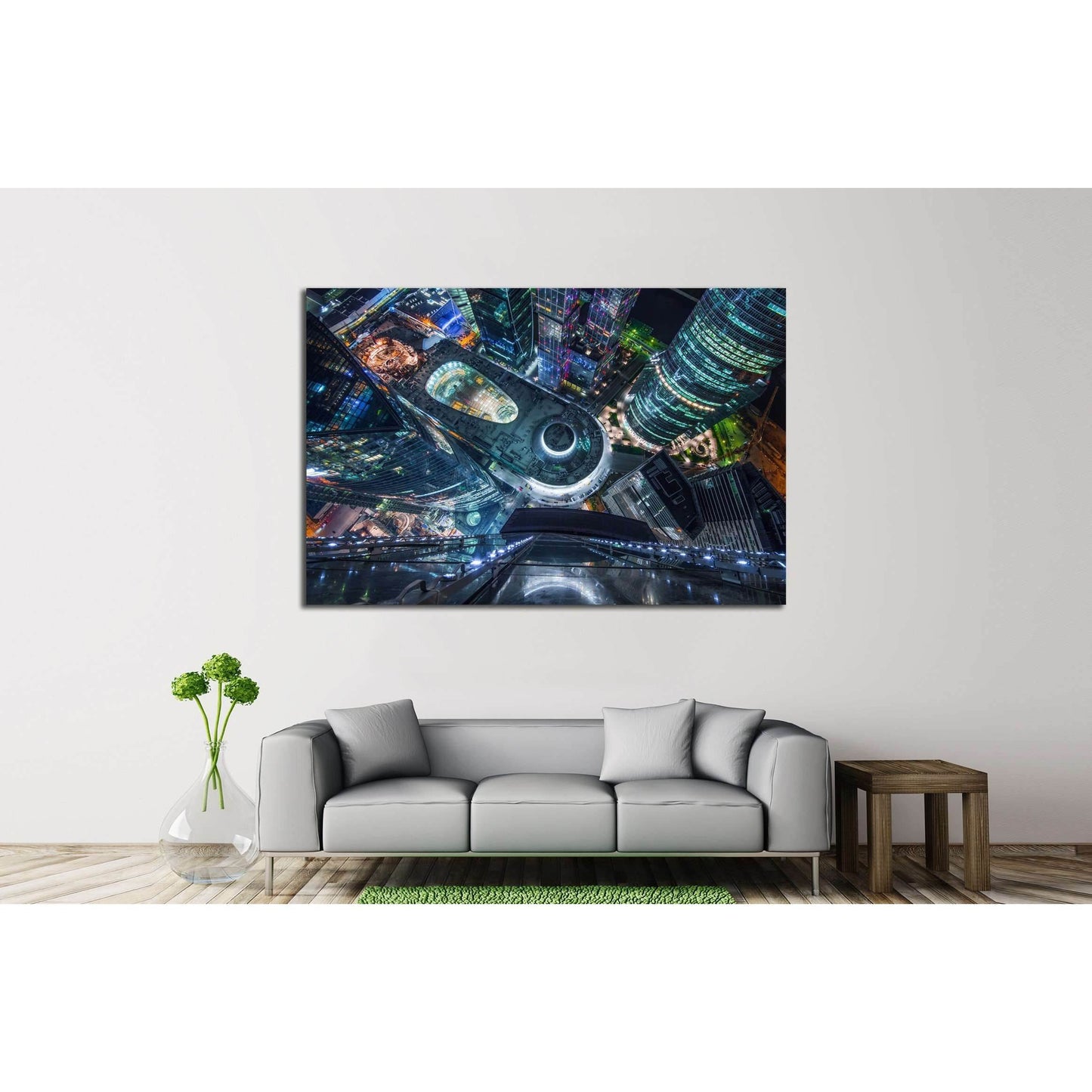 MOSCOW, RUSSIA, Central Core of business complex Moscow City at night №2196 Ready to Hang Canvas Print - Zellart Canvas Prints ALL_Products, s-2196