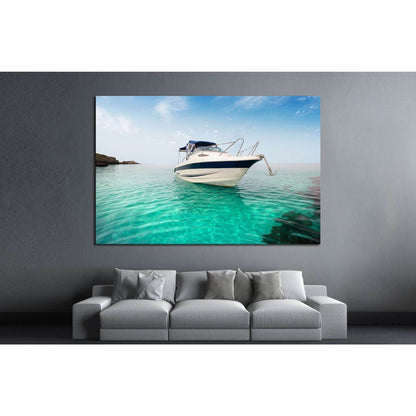 Motor boat on the beach №1411 Ready to Hang Canvas Print - Zellart Canvas Prints ALL_Products, s-1411