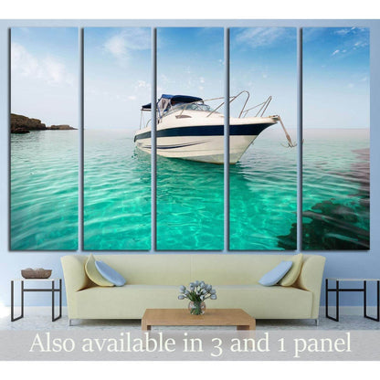 Motor boat on the beach №1411 Ready to Hang Canvas Print - Zellart Canvas Prints ALL_Products, s-1411