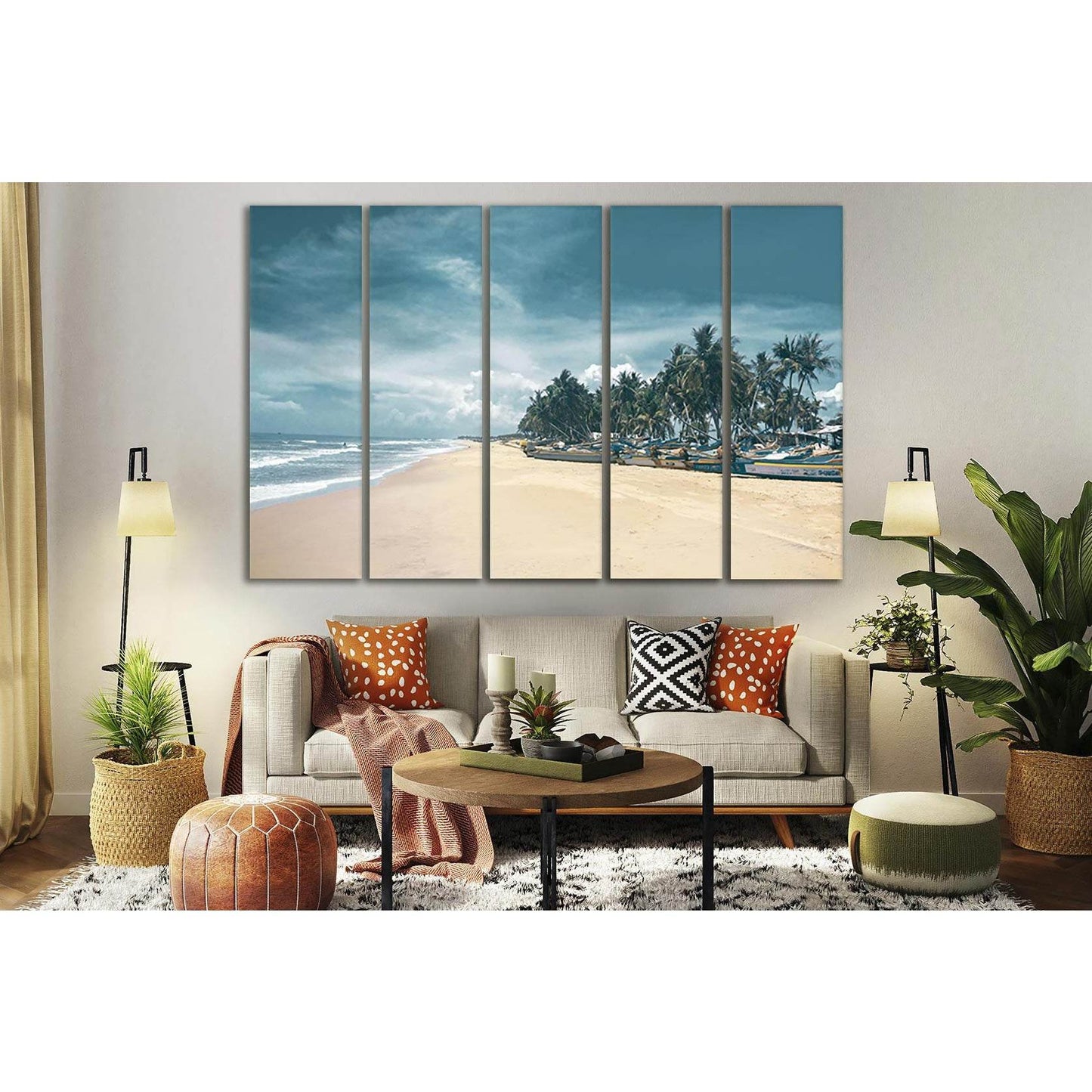 Motor Boats Onshore №SL95 Ready to Hang Canvas Print - Zellart Canvas Prints 0new, ALL_Products, Beach Ocean & Waves