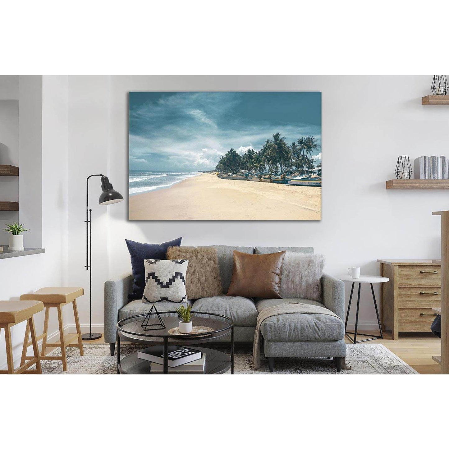 Motor Boats Onshore №SL95 Ready to Hang Canvas Print - Zellart Canvas Prints 0new, ALL_Products, Beach Ocean & Waves
