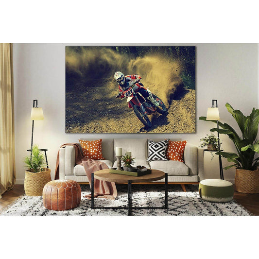 Motorcycle Competition Motocross №SL781 Ready to Hang Canvas Print - Zellart Canvas Prints 0new, ALL_Products, Engine, Engines Wall Art