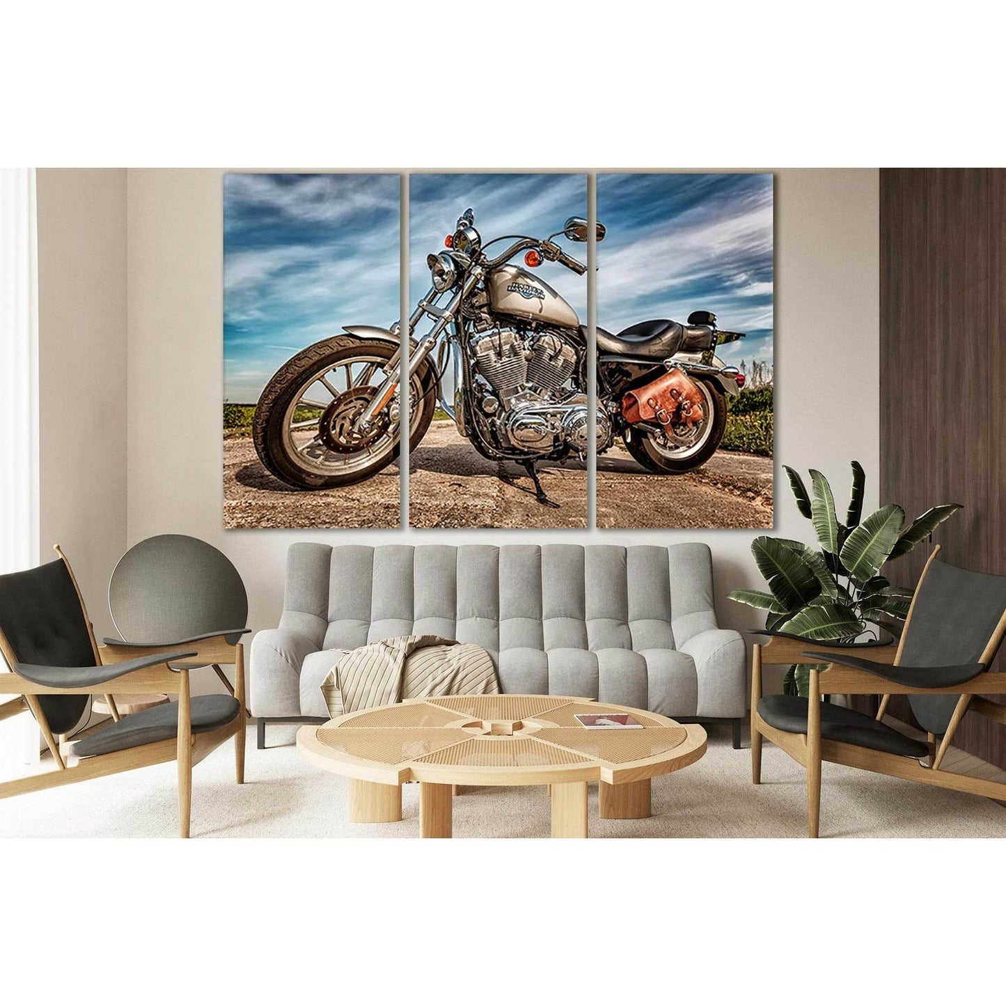 Motorcycle Harley Davidson №SL760 Ready to Hang Canvas Print - Zellart Canvas Prints 0new, ALL_Products, Engine, Engines Wall Art