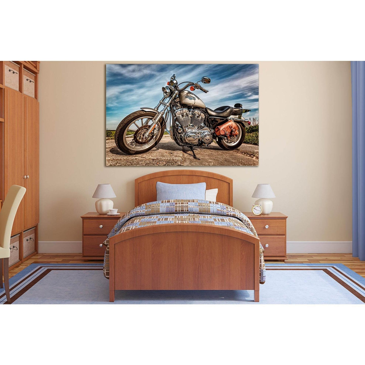 Motorcycle Harley Davidson №SL760 Ready to Hang Canvas Print - Zellart Canvas Prints 0new, ALL_Products, Engine, Engines Wall Art