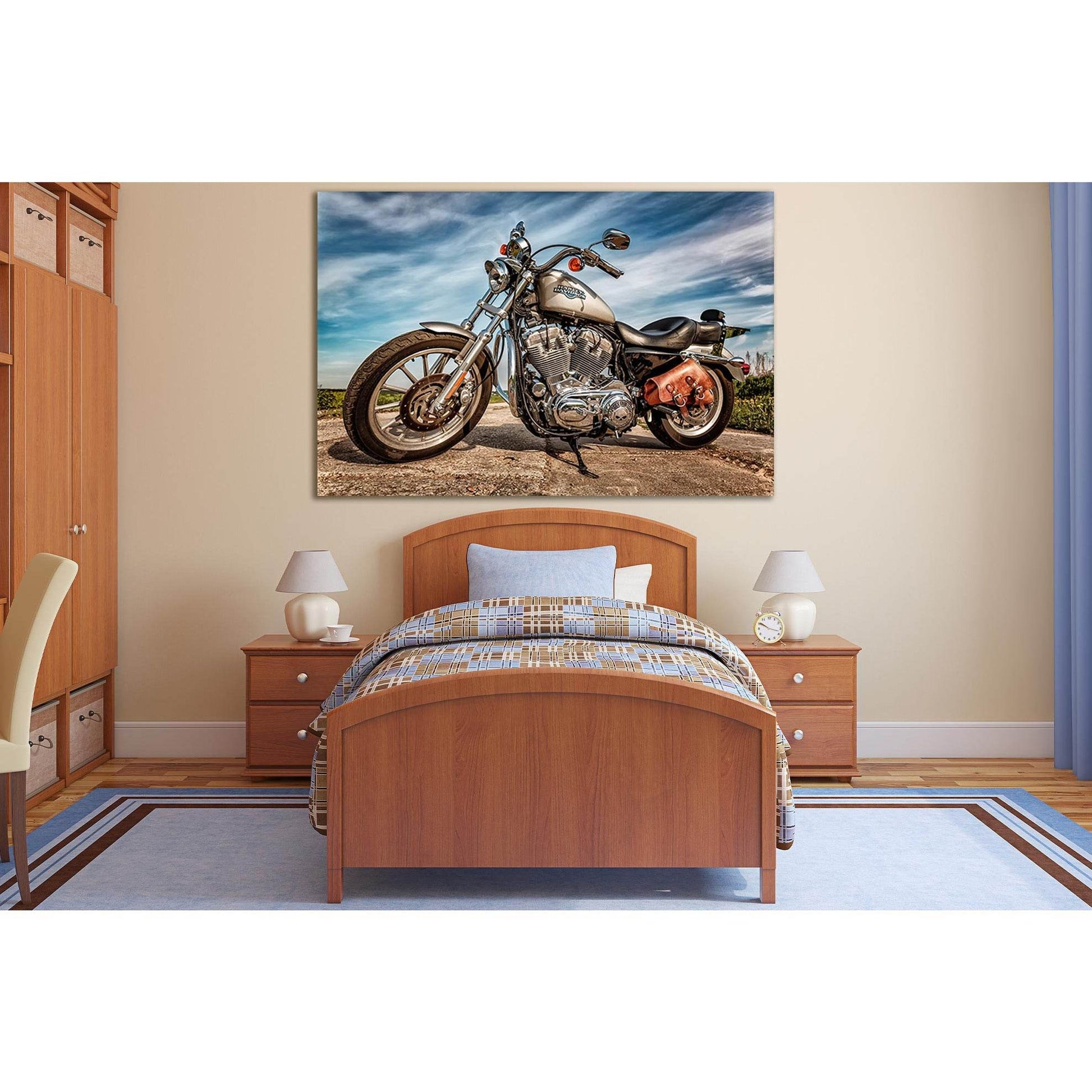 Motorcycle Harley Davidson №SL760 Ready to Hang Canvas Print - Zellart Canvas Prints 0new, ALL_Products, Engine, Engines Wall Art