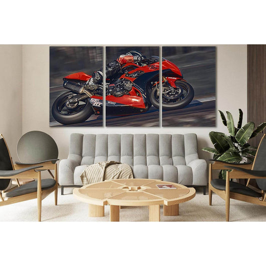 Motorcycle Moving Very Fast №SL765 Ready to Hang Canvas Print - Zellart Canvas Prints 0new, ALL_Products, Engine, Engines Wall Art