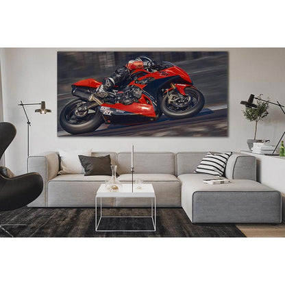 Motorcycle Moving Very Fast №SL765 Ready to Hang Canvas Print - Zellart Canvas Prints 0new, ALL_Products, Engine, Engines Wall Art