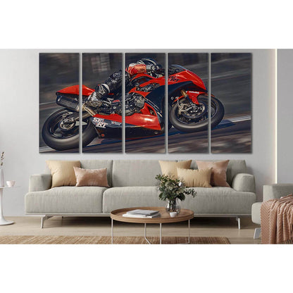 Motorcycle Moving Very Fast №SL765 Ready to Hang Canvas Print - Zellart Canvas Prints 0new, ALL_Products, Engine, Engines Wall Art