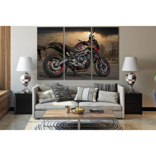 Motorcycle Parking On The Road №SL769 Ready to Hang Canvas Print - Zellart Canvas Prints 0new, ALL_Products, Engine, Engines Wall Art