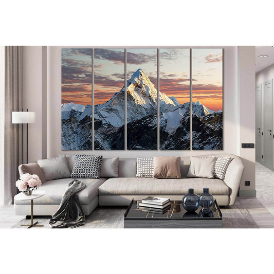 Mount At Sunset №SL1595 Ready to Hang Canvas Print - Zellart Canvas Prints 0new, ALL_Products, Mountains Wall Art, Nature Wall Art