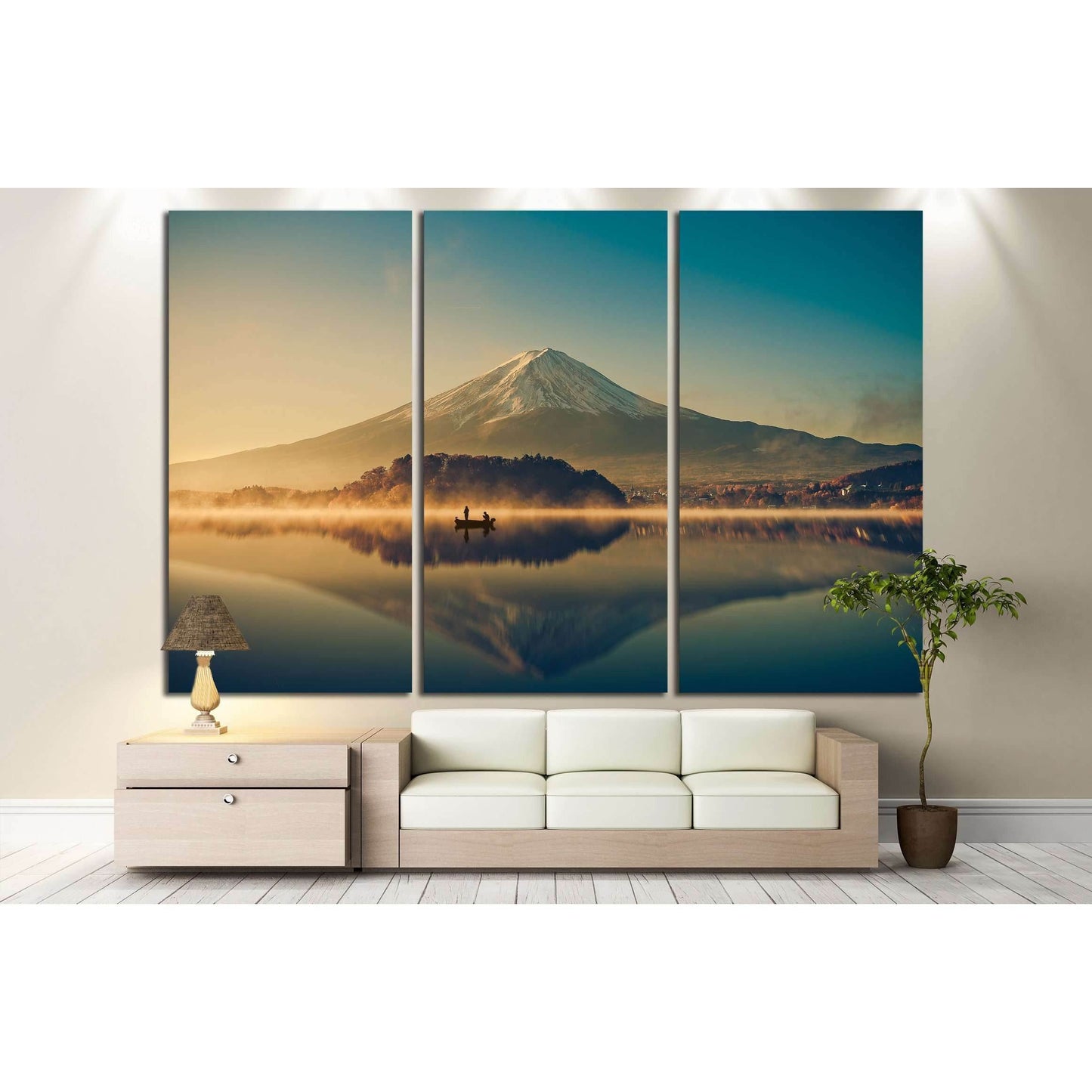 Mount fuji san at Lake kawaguchiko in japan №3089 Ready to Hang Canvas Print - Zellart Canvas Prints ALL_Products, s-3089