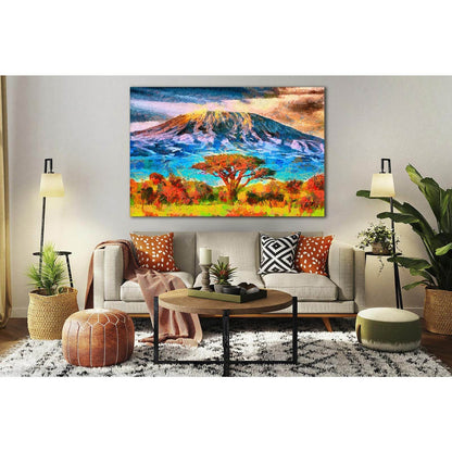 Mount Kilimanjaro Oil Painting №SL588 Ready to Hang Canvas Print - Zellart Canvas Prints 0new, ALL_Products, Oil Painting Wall Art