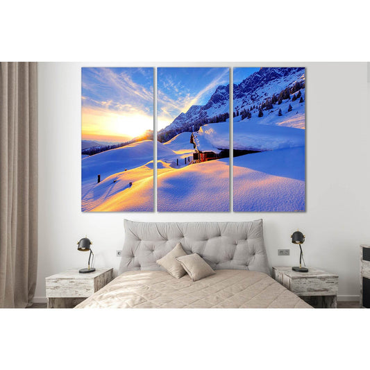 Mountain Cabin Sunrise №SL260 Ready to Hang Canvas Print - Zellart Canvas Prints 0new, ALL_Products, SUNRISE & SUNSET WALL ART