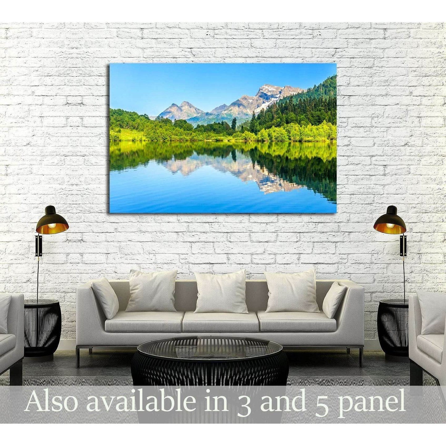 Mountain forest lake reflection №2910 Ready to Hang Canvas Print - Zellart Canvas Prints ALL_Products, s-2910