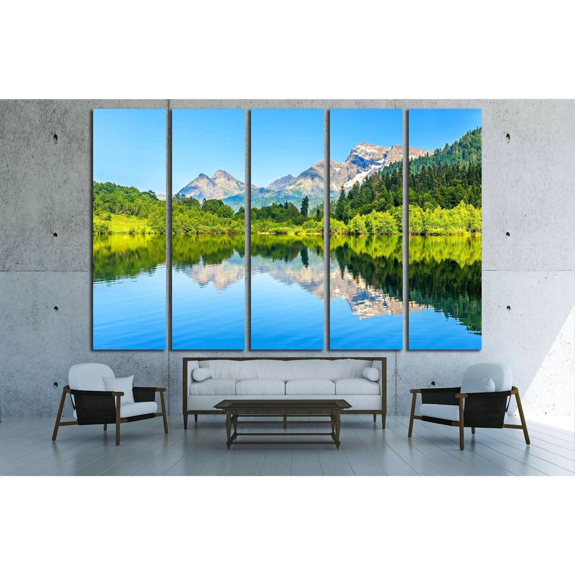 Mountain forest lake reflection №2910 Ready to Hang Canvas Print - Zellart Canvas Prints ALL_Products, s-2910