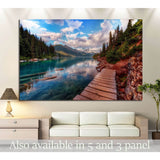 Mountain lake and evergreen trees №649 Ready to Hang Canvas Print